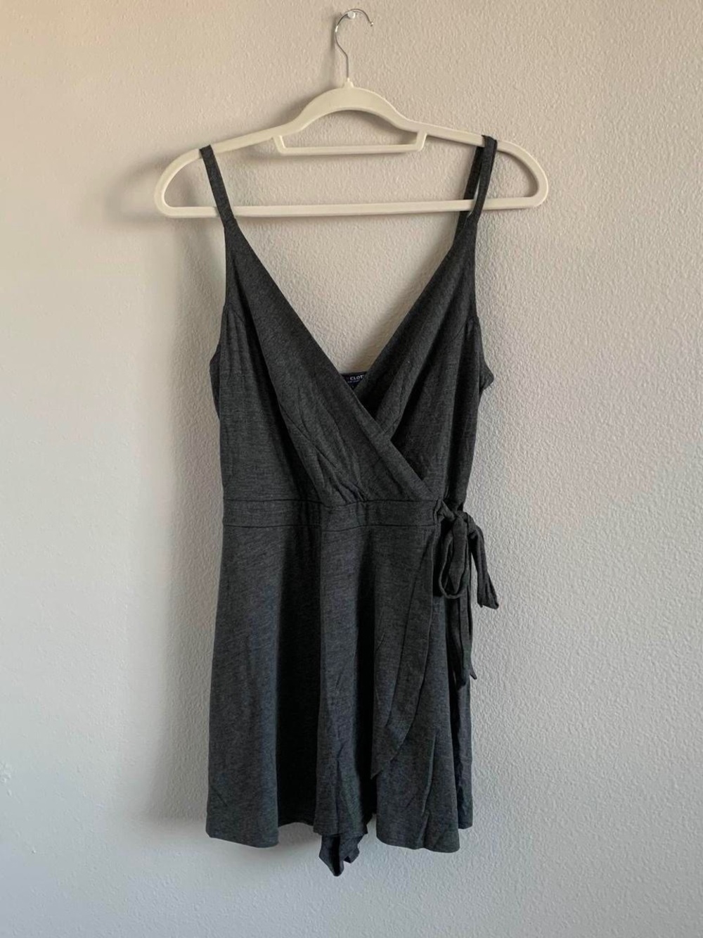 One Clothing Los Angeles Charcoal Gray Wrap Romper